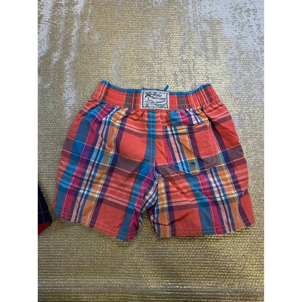 POLO RALPH LAUREN Toddler Boy Preppy Plaid Swim Trunks Bundle Summer Vacation 3T